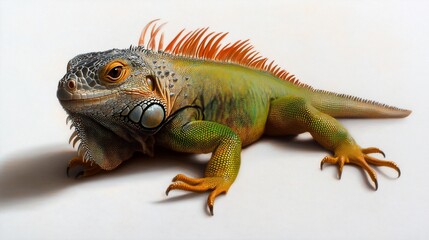 Fototapeta premium Vibrant Green Iguana Portrait: A Stunning Reptile Close-Up