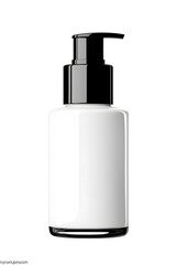 Cosmetic serum pump white bottle, dispenser container mock up. Foundation cream jar, airless pump dispenser design isolated on white background