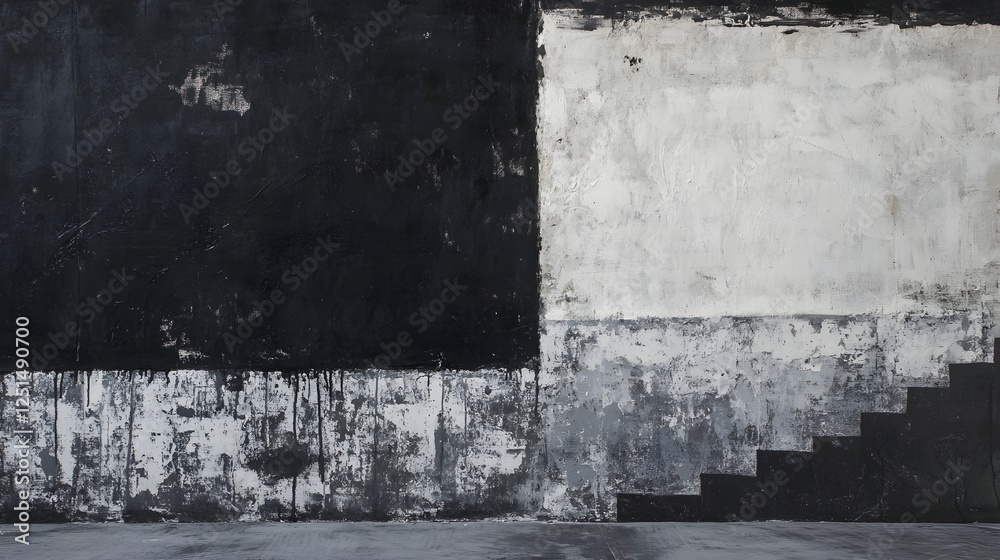 Aufkleber abstract monochrome geometric composition with contrasting shapes and lines