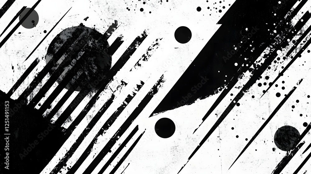 Poster Abstract Monochrome Geometric Splash Backdrop with Dynamic Patterns and Bold Contrasts