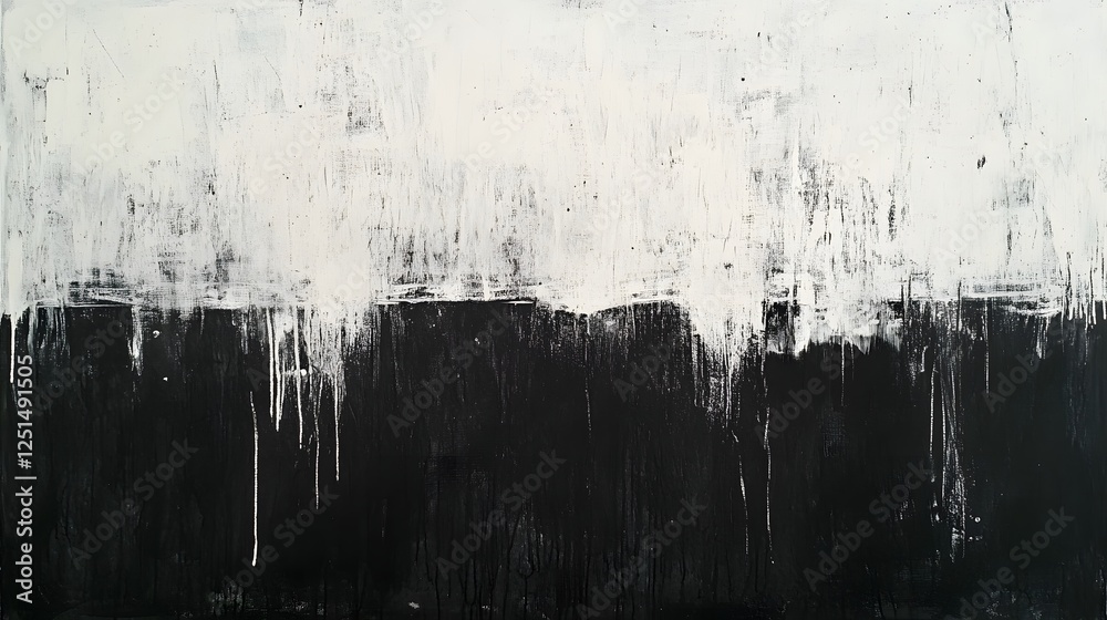 Poster abstract monochrome painting with contrasting light and dark textures