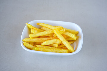 French fries Snack food crispy potato . Fast food or  snacks concept. Patates cips. Patates kizartmasi.