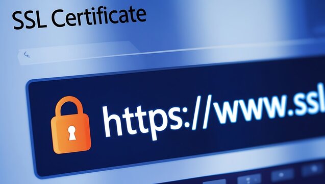 Close-Up of Browser Window with SSL Certificate &ndash; HTTPS Security Concept,  ssl lock, ssl padlock, website design, ssl badge, ssl shield,  SSL connection

