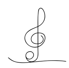Continuous Line Drawing, Black on White, treble clef Sketch