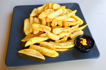 French fries Snack food crispy potato . Fast food or  snacks concept. Patates cips. Patates kizartmasi.