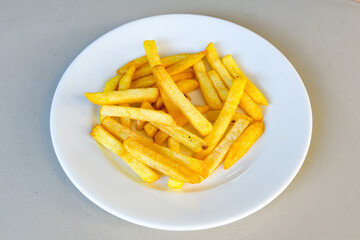 French fries Snack food crispy potato . Fast food or  snacks concept. Patates cips. Patates kizartmasi.