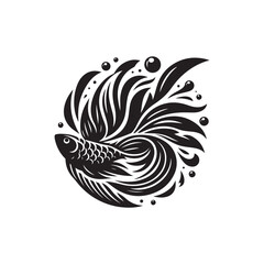 Black Color Flying Fish silhouette design Vector Illustration, Solid White Background (6).eps