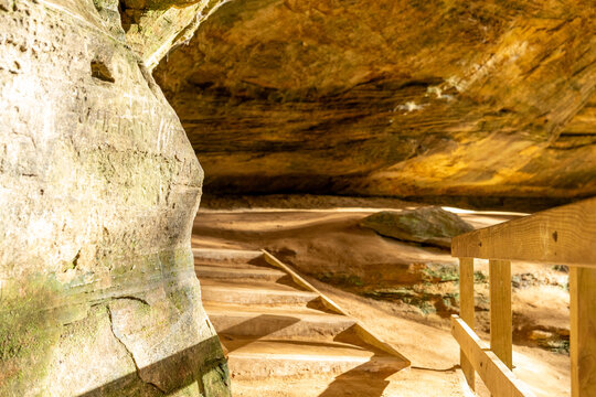 stone pathway through old cave