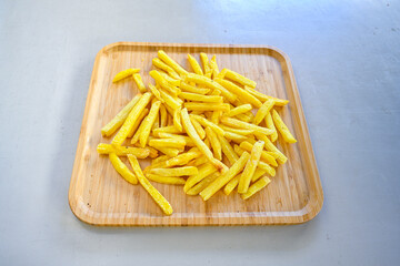 French fries Snack food crispy potato . Fast food or  snacks concept. Patates cips. Patates kizartmasi.
