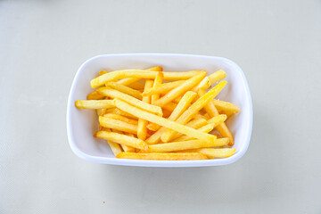 French fries Snack food crispy potato . Fast food or  snacks concept. Patates cips. Patates kizartmasi.