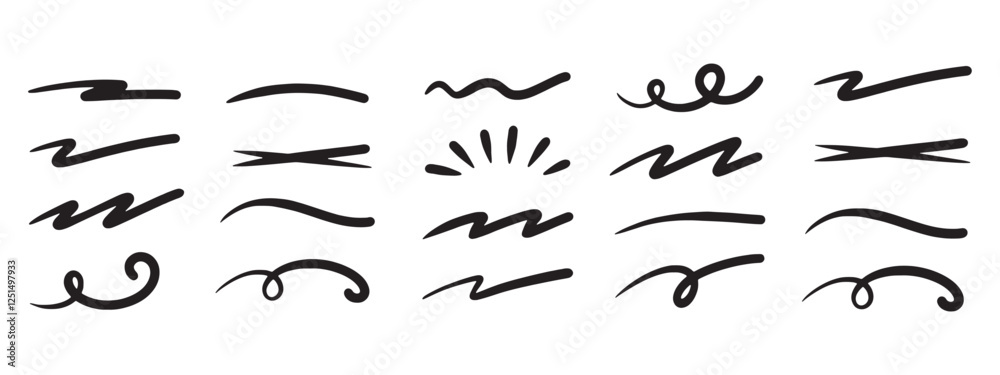 Fototapete squiggle brush scribble underline. marker pen emphasis highlight swoosh stroke. vector swoosh brush 
