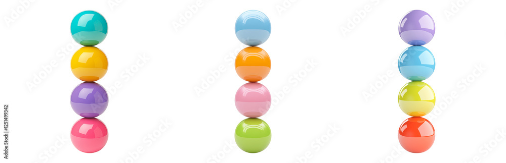 Wall mural decorative stacked balls on display isolated on transparent background