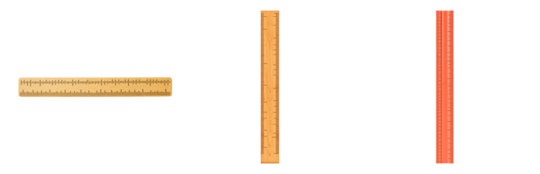 Various Rulers for Measurement and Crafting Isolated on transparent background