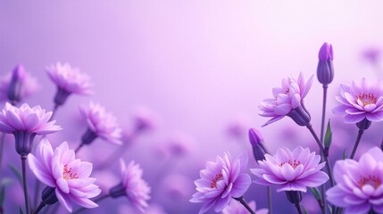 Obraz premium A serene field of delicate, vibrant purple flowers, gently swaying amidst a soft, dreamy background.