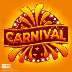 Carnival glowing luxury music fest typography style 3d editable vector text effect 