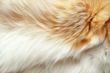 Soft and fluffy fur with a blend of white and orange tones ideal for cozy settings or pet-related themes