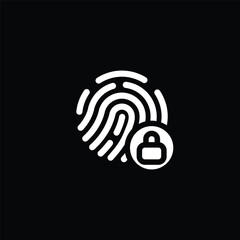 Vector fingerprint loop icon with lock, fingerprint with pad lock.
 