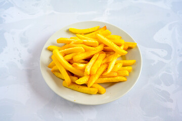 French fries Snack food crispy potato . Fast food or  snacks concept. Patates cips. Patates kizartmasi.