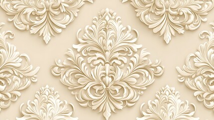 Fototapeta premium Beige damask pattern background with a vintage