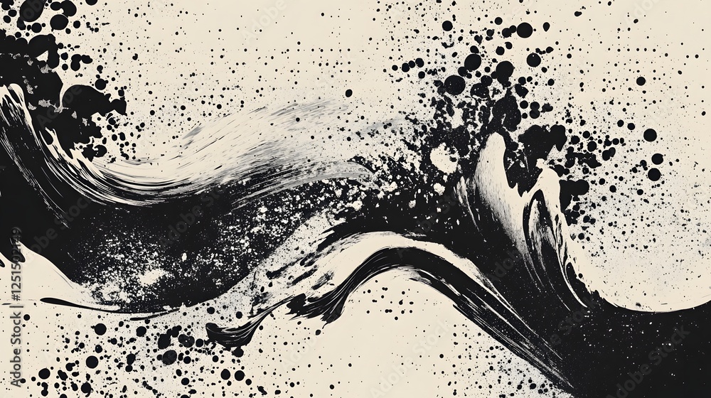 Aufkleber dramatic monochrome splash of fluid abstract art in dynamic motion