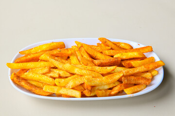 French fries Snack food crispy potato . Fast food or  snacks concept. Patates cips. Patates kizartmasi.