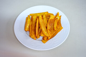 French fries Snack food crispy potato . Fast food or  snacks concept. Patates cips. Patates kizartmasi.