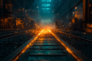Fototapeta premium railway in the night