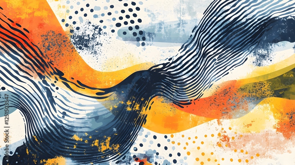 Poster Dynamic Abstract Fluid Waves of Vibrant Colorful Swirling Patterns and Textures