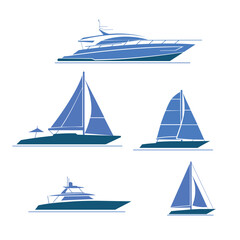 Sailing into the Blue A Collection of Sailboat Icons. Sailing boat logo, blue sailboat symbol, creative vector design set of sailboat logo icon collections	
