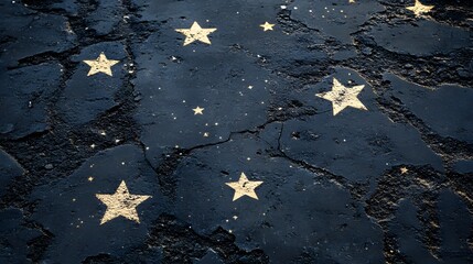 Golden Stars on Dark Surface Create a Magical Nighttime Atmosphere