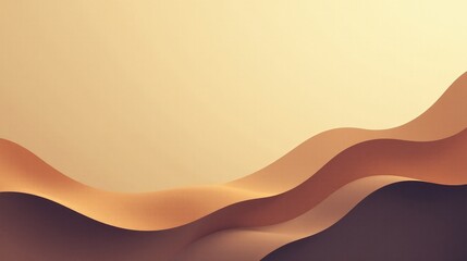 Abstract landscape in warm hues, curving lines on a gradient background.