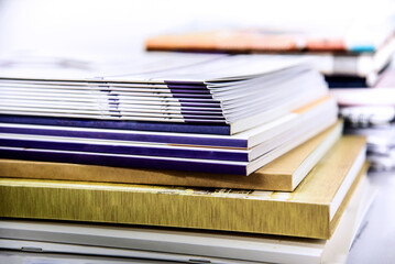 stack of magazines on table