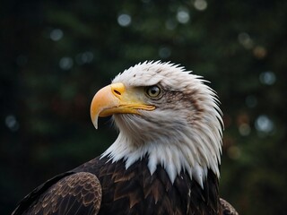 Obraz premium AI-generated image of a majestic eagle with striking details and fierce gaze. Perfect for wildlife, nature, and freedom-themed stock photography.