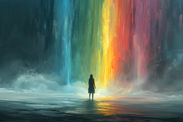 Obraz premium silhouette of a women with abstract background