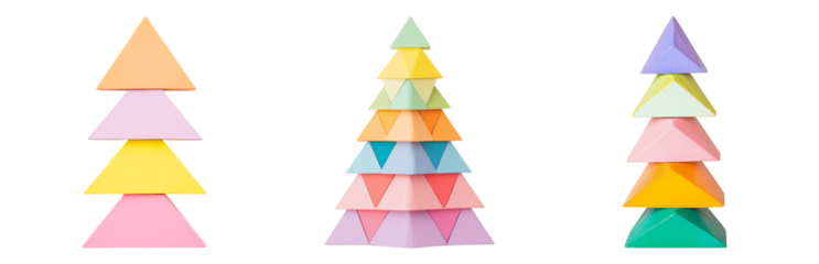 Three Tiered Triangular Shapes Display Isolated on transparent background