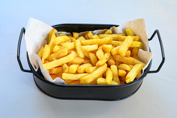French fries Snack food crispy potato . Fast food or  snacks concept. Patates cips. Patates kizartmasi.