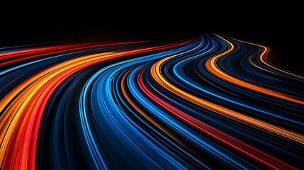 Abstract Light Trails: Dynamic Digital Painting of Flowing Colors AI Generated