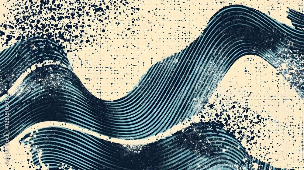 Aufkleber flowing liquid waves in monochrome gradient abstract art design