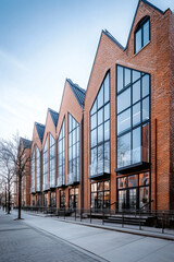 Obraz premium Architectural brick building facade on a street
