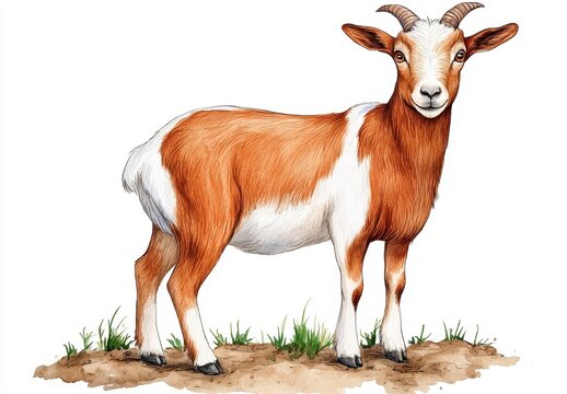 simple goat drawing with colour