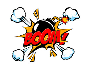 Comic Style Bomb Explosion with 