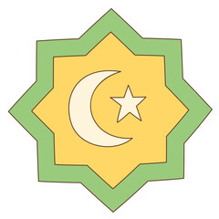 Islamic Ramadan and Eid Mubarak Celebration, Illustrative Icon