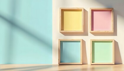Pastel Frame Shadow Wall Mockup
