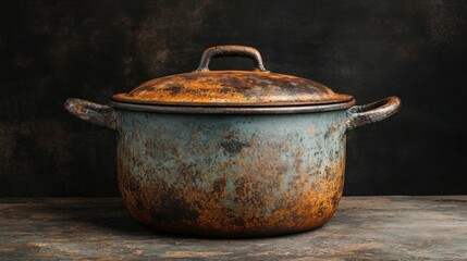Large Cooking Pot with Handle Positioned on Wooden Table Surrounded by Natural Light Creating a Cozy and Inviting Kitchen Atmosphere for Culinary Creations