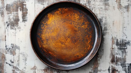 A Large Polished Metal Plate Resting Gracefully on a Rustic Wooden Surface Highlighting the Contrast of Textures and the Beauty of Natural Materials