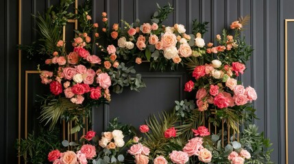 Naklejka premium Sophisticated Floral Backdrop with Golden Details for Elegant Photo Sessions