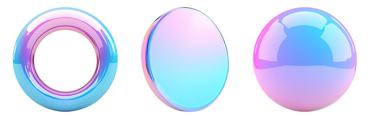 Soft  Glossy Spheres on White  Isolated on transparent background