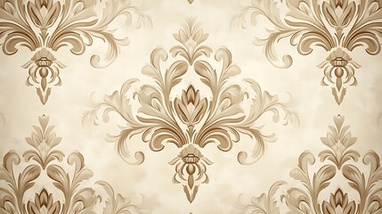 Fototapeta premium Beige damask pattern background with a vintage