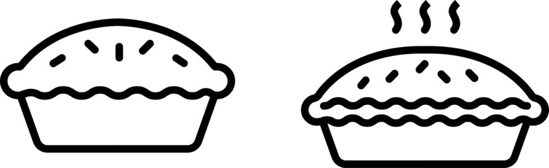 Delicious Pie Icons &ndash; Minimalist Symbols Representing Freshly Baked Pies, Desserts, and Homemade Pastries