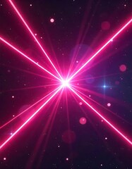 Fototapeta premium Pink Laser Beams Radiate From Central Light Source